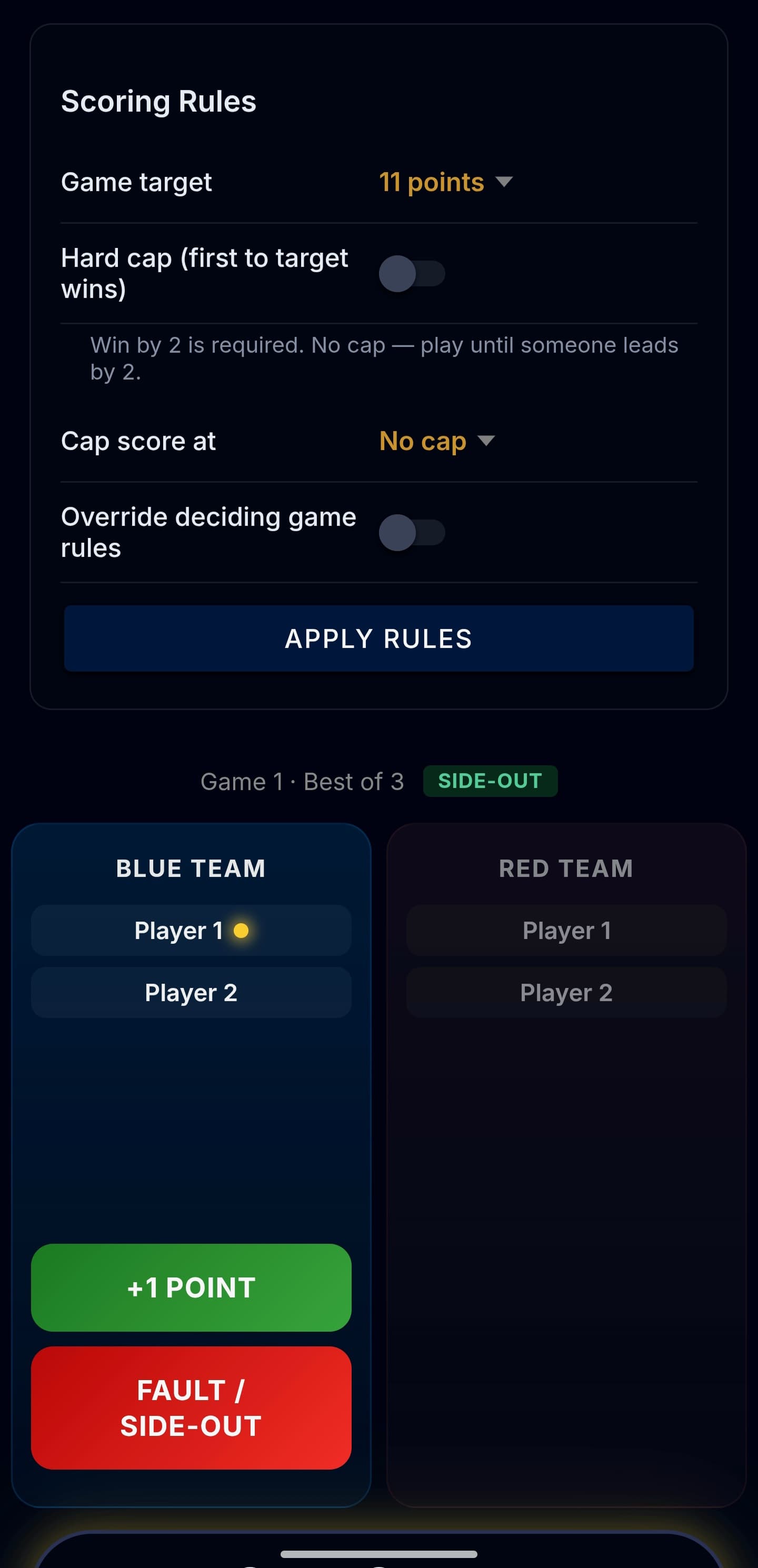 Live scoring screen