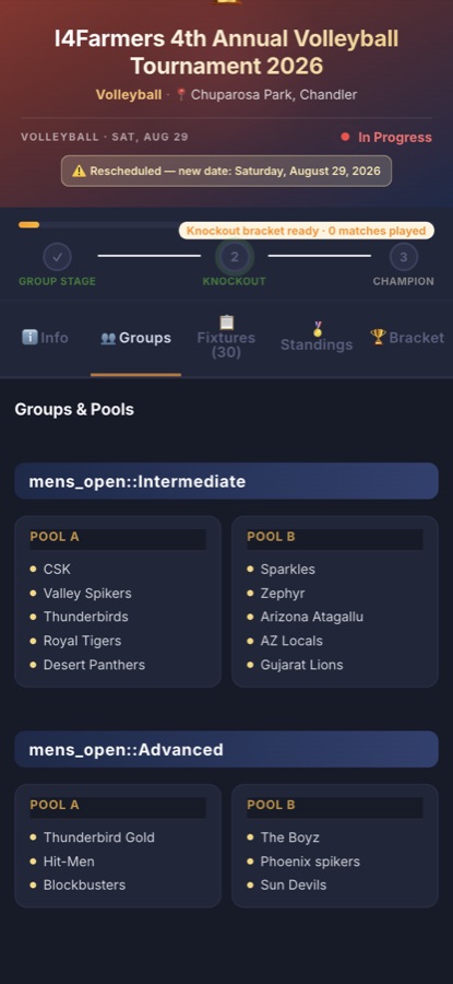Volleyball live scoring on the app